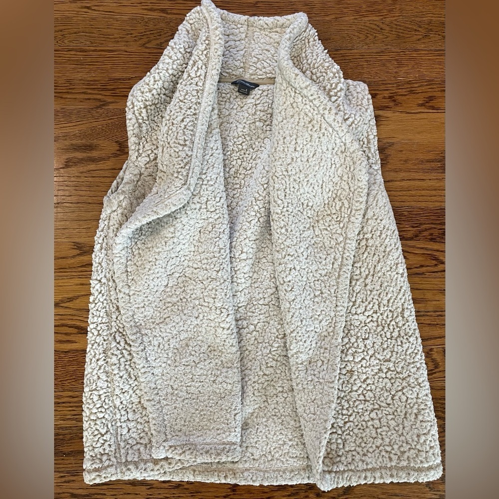 Eddie Bauer Women's Cozy Plush Sherpa Ivory Open Front Vest  S Small
